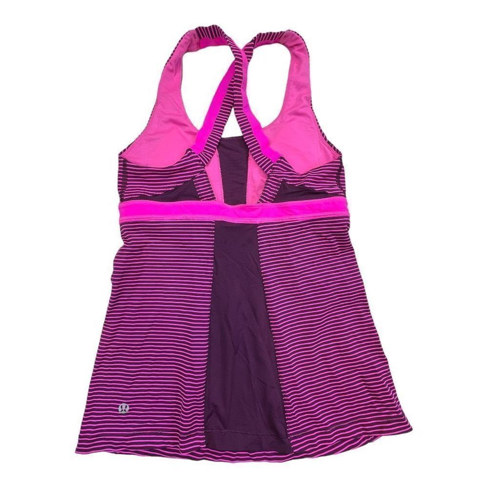 Lululemon Women's Striped Racerback  Stuff Your Bra Tank Top Pink Purple Size 4 - Picture 2 of 5